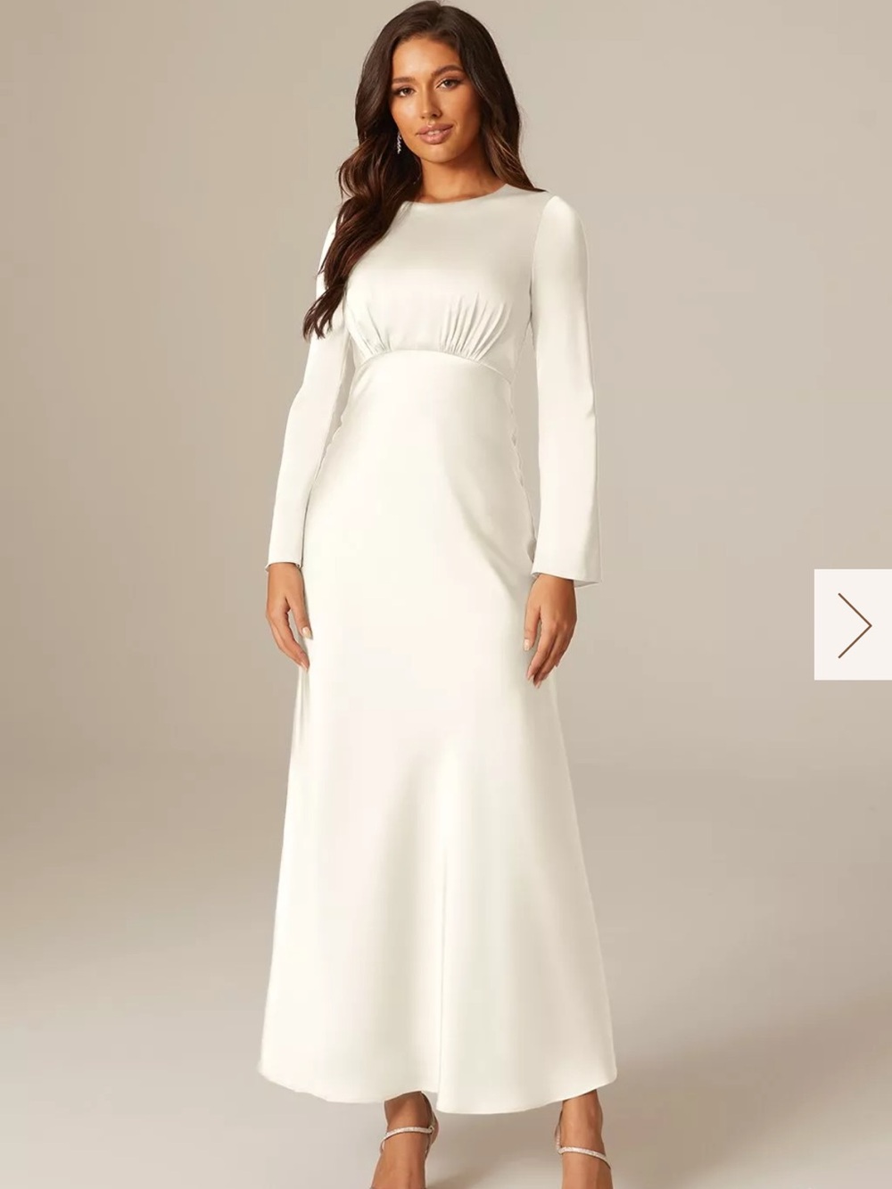 Minimalist Long-Sleeve White Maxi Dress by